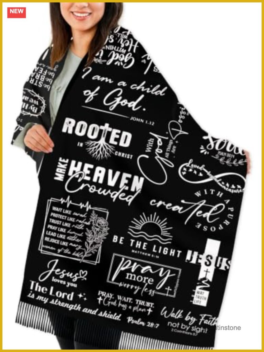 Prayer Shawl Wrap Scarf Faux Cashmere Christian Bible Verse